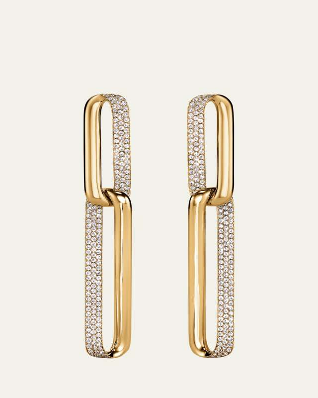 18K Yellow Gold Inside Out Diamond Drop Earrings, Large
